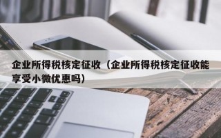 企业所得税核定征收（企业所得税核定征收能享受小微优惠吗）