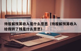 待报解预算收入是什么意思（待报解预算收入给我转了钱是什么意思）