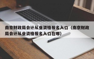 南京财政局会计从业资格报名入口（南京财政局会计从业资格报名入口在哪）