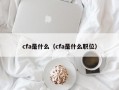 cfa是什么（cfa是什么职位）