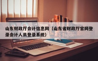 山东财政厅会计信息网（山东省财政厅官网登录会计人员登录系统）