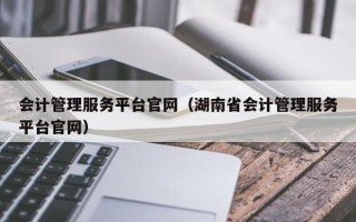 会计管理服务平台官网（湖南省会计管理服务平台官网）