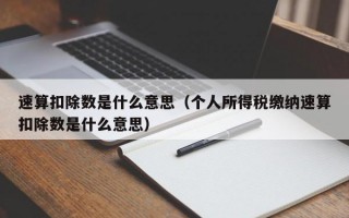 速算扣除数是什么意思（个人所得税缴纳速算扣除数是什么意思）